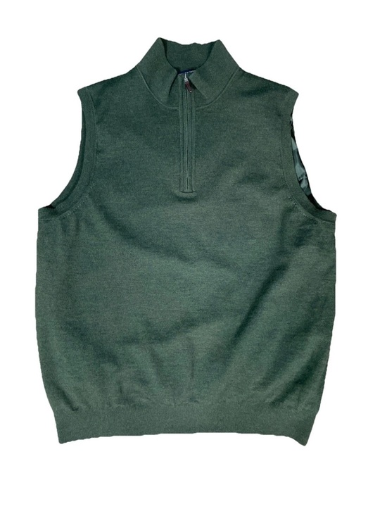 Fairway & Greene Other - Fairway Greene Baruffa Merino Wool Sweater Vest Mens XL Green Quarter Zip Lined